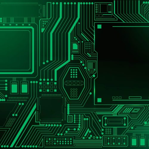 Motherboard circuit technology background in gradient green